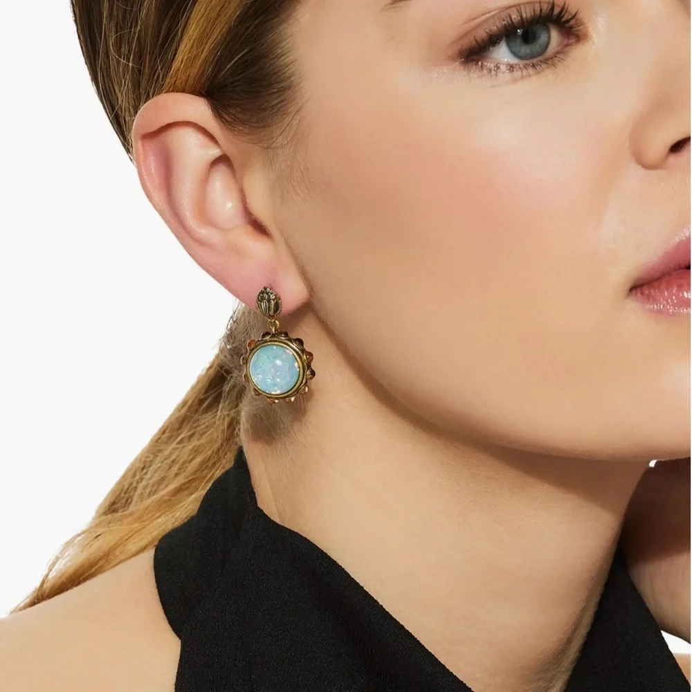 Kurt Geiger Eagle Motif Resin Stone Drop Earrings - Picture 2 of 3
